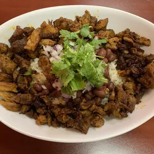 Chicharron bowl, a personal favorite and I don't even normally care for pork