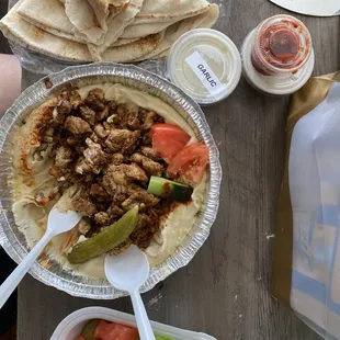 Chicken Hummus w/ Pita &amp; Veggies on the side