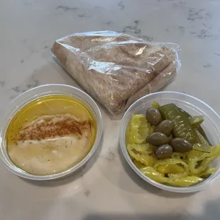 Side of Hummus and pickles