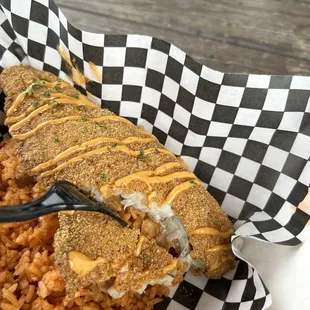 Jambalaya and catfish