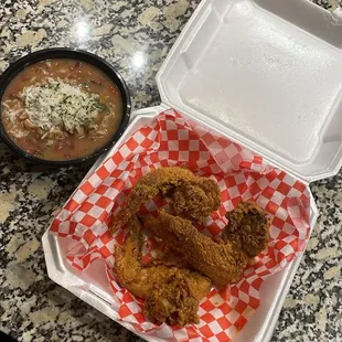 Cajun Chicken Wing w/ Red Beans &amp; Rice