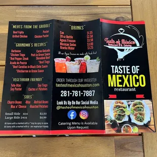 Front of menu