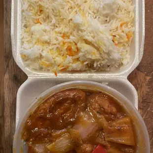 chili paneer served with rice