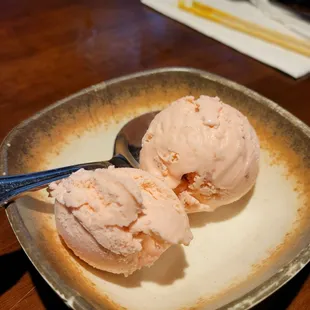 Strawberry ice cream included