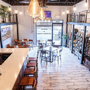 the inside of a wine shop
