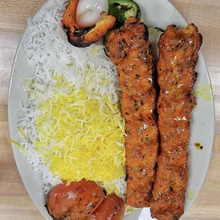 Chicken Khoobideh. 
Marinated ground chicken.