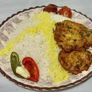 Veggie Kofta. 
Chopped grilled vegetable and eggs.