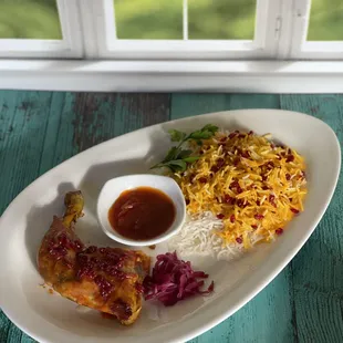 a plate of food on a table