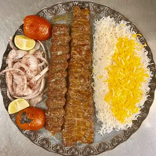 Soltani (combination of Filet Mignon&amp;Ground beef kabob koobideh)