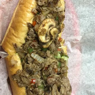 Cheesesteak with mushrooms and peppers