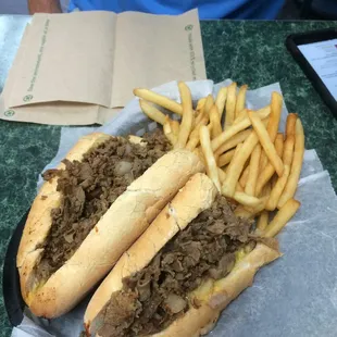 Large original with cheese whiz and fries