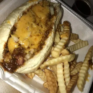 Lunch - Chili Cheese Hot Dog  with