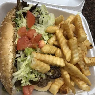 a sandwich and french fries