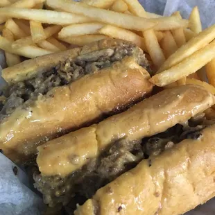 Small (very small) mushroom philly wit Wiz, small fries at Taste of Philly.