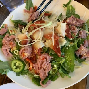 Surf clam and rare beef salad!