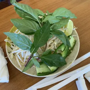 Basil and bean sprouts for pho