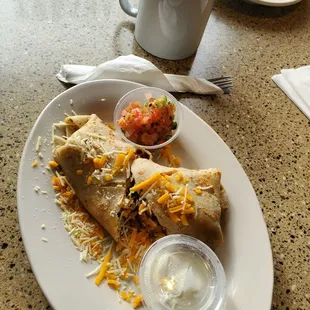 a burrito and a cup of coffee
