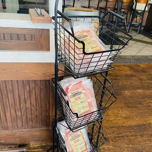 a display of sandwiches