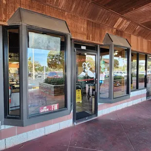 a storefront with large windows