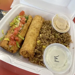 Gyro, Okie Cheesesteak, Spicy Fried Rice