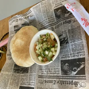 Cucumber Salad and Pita