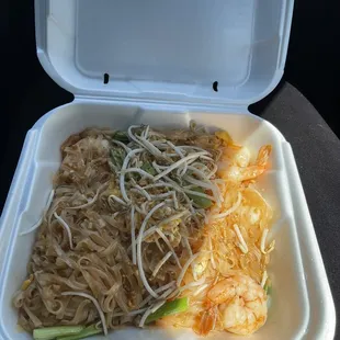 ($18.95) Pad Thai with shrimp and extra noddles.