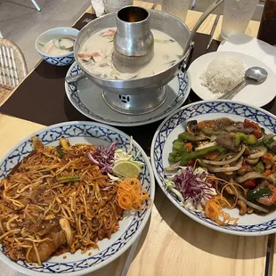 Tom Kha, Pad Thai, and cashew chicken