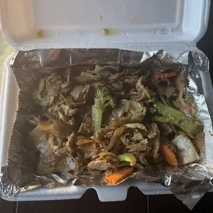 Pad-see-eww This is how it was delivered, no so tasty and presentation was awful. Not worth 13.95!!