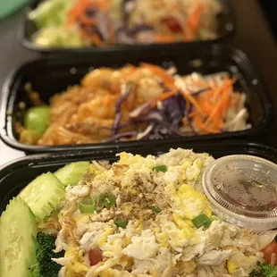 Crab fried rice , Pad Thai, shrimp papaya salad &amp; mango sticky rice
