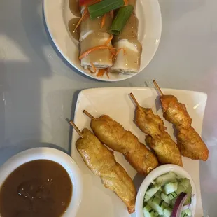 Chicken Satay &amp; Fresh Spring Rolls