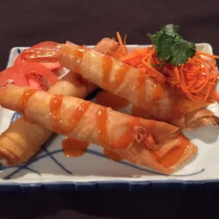 shrimp wrapped in bacon and vegetables