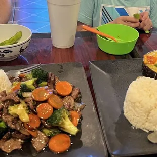 Broccoli beef and Red Curry