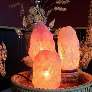 a group of crystal lamps