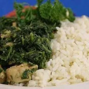 Spinach &amp; Chicken with Plain Rice