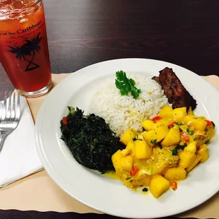 Grilled Salmon in Mango sauce with Plain Rice &amp; Spinach