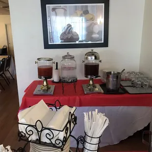 Fruit punch, water, and sweet tea