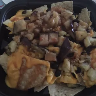Vegetarian nachos with eggplant. Meh