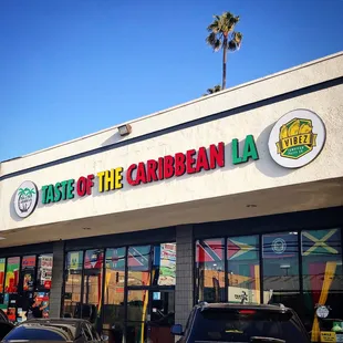 Exterior of the large restaurant itself in a long strip mall