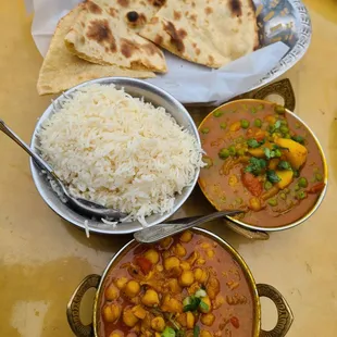 Veganized Chana Masala, and Aloo Matar