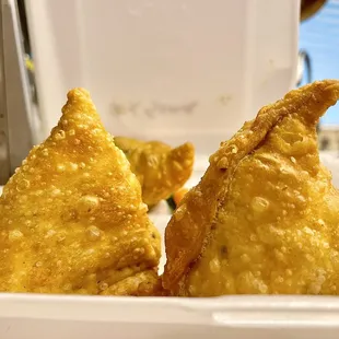 In love with these things! Veggie Samosas. Hope they keep the cost low as it&apos;s a perfect snack or yummy part of dinner!