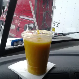 Orange Mango smoothie -- freshly made.