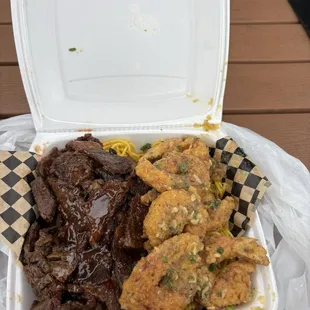 What I ordered garlic noodles beef and reef.