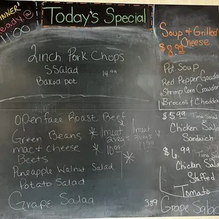 Todays special menu