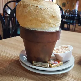 Bread in a flower pot! Yummy goodness.