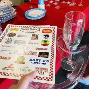 Tickets &amp; Welcome reception with vendor list, plate &amp; wine glass