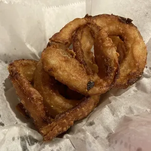 Onion rings were just a little over done.