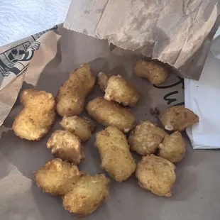 a bag of fried tater tots