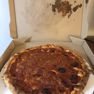 Greasy. Messy. Black in spots.