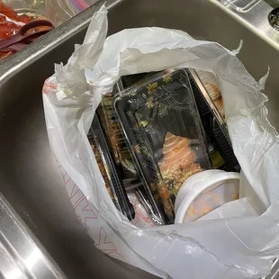 Boxes came like this. Dont know if the driver or the restaurant.