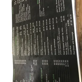 The menu